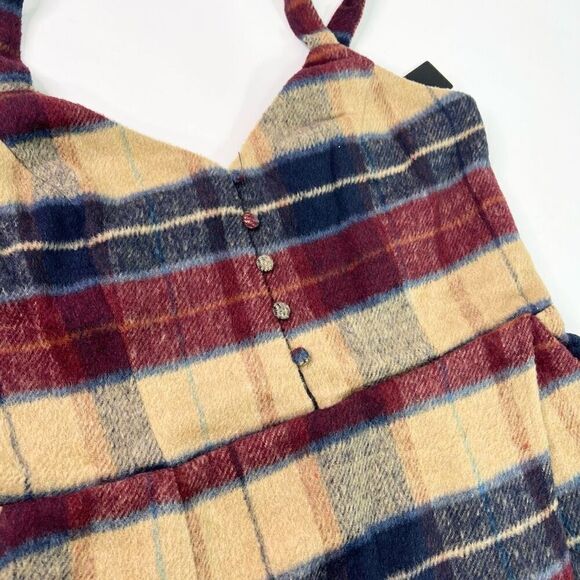 Lulus Romper Dress Women Large Grais Plaid Sleeveless Skort NWT Mod Hippie fall - Picture 8 of 15